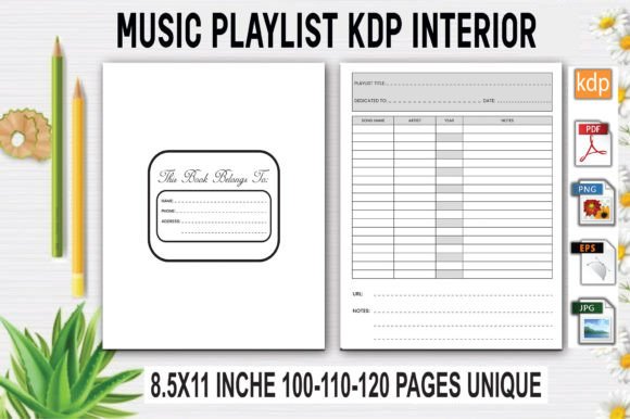Download Music Playlist Log Book | KDP Interior - Music playlist Collection
