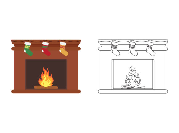 Download Christmas Fireplace Fill Outline Icon - Christmas fireplace Collection