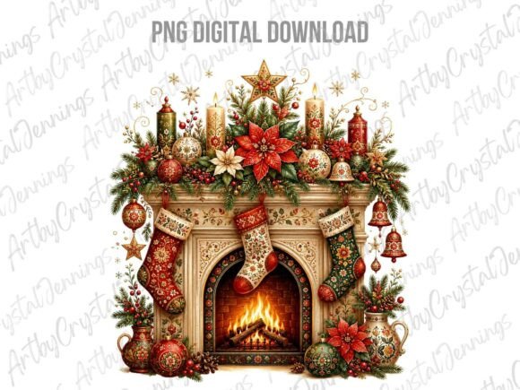 Download Vintage Christmas Fireplace Clipart PNG - Christmas fireplace Collection