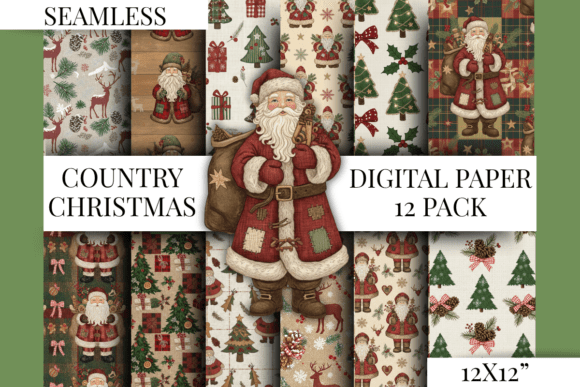 Download Country Christmas Seamless Digital Paper - Premium Resources
