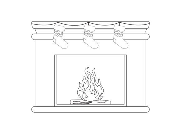 Download Christmas Fireplace Outline Icon Vector - Christmas fireplace Collection