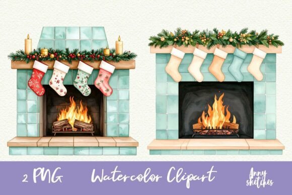 Download Vintage Christmas Fireplace Clipart - Christmas fireplace Collection