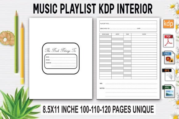 Download Music Playlist Log Book | KDP Interior - Music playlist Collection